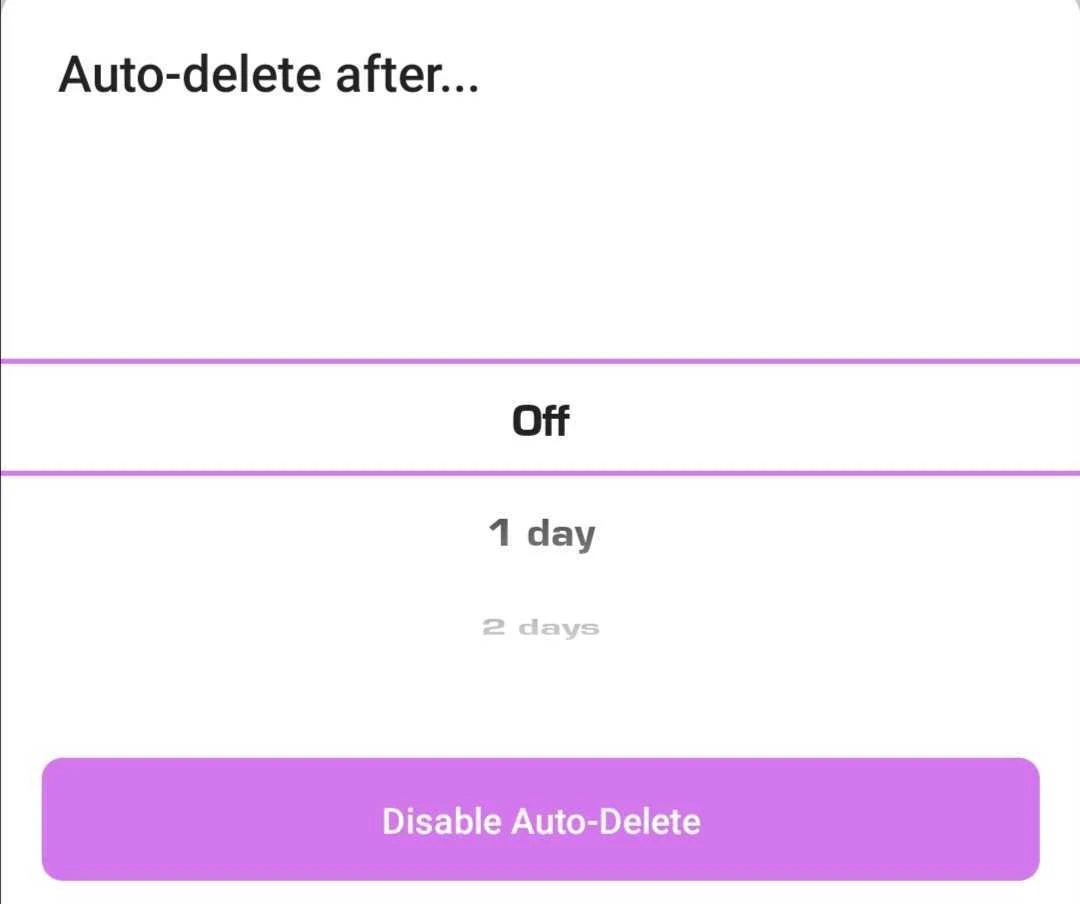 disabling the Auto Delete feature in Telegram chat