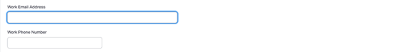 Work Email Address and Work Phone Number text fields.