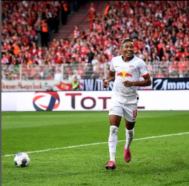 Nkunku after scoring his first goal for RB Leipzig