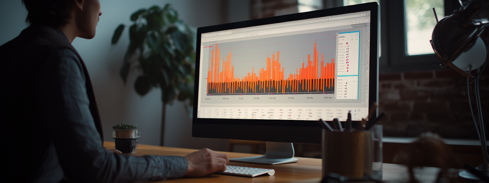 a person analyzing google analytics data on a computer screen.