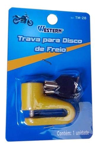 Trava Disco De Freio Moto Com 2 Chaves Tubular Amarelo