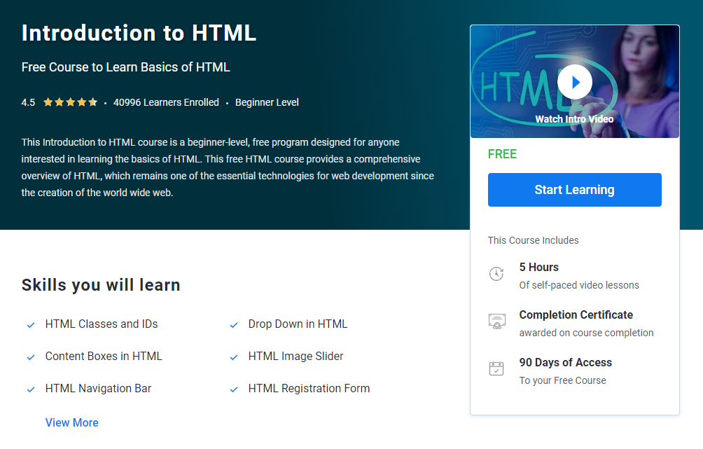 HTML certification, Introduction to HTML CourseIMG Name: simplilearn