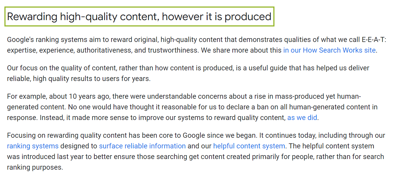 Google's guidance about AI-generated content.