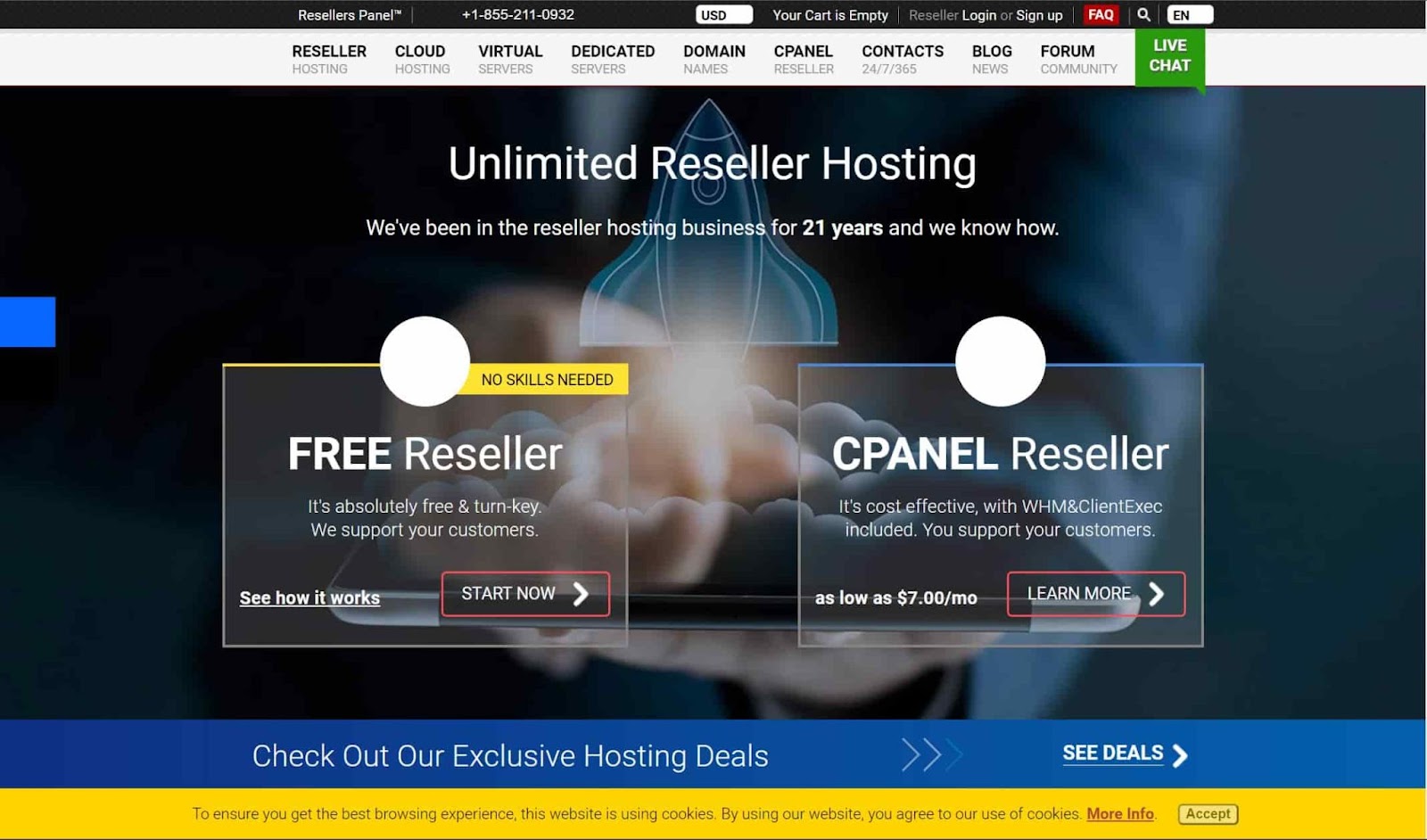 Screenshot of ResellerPanel website