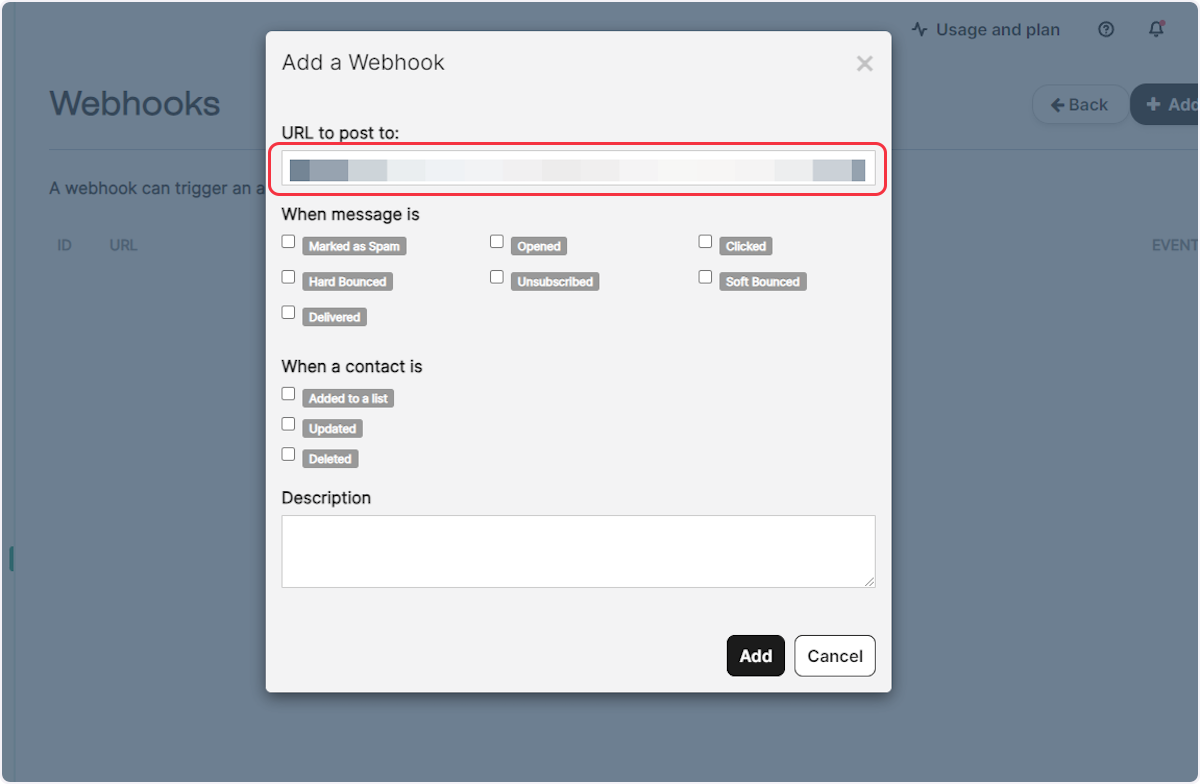 Now, copy the webhook URL from the trigger flyout & paste it under the "URL to post to:" field.