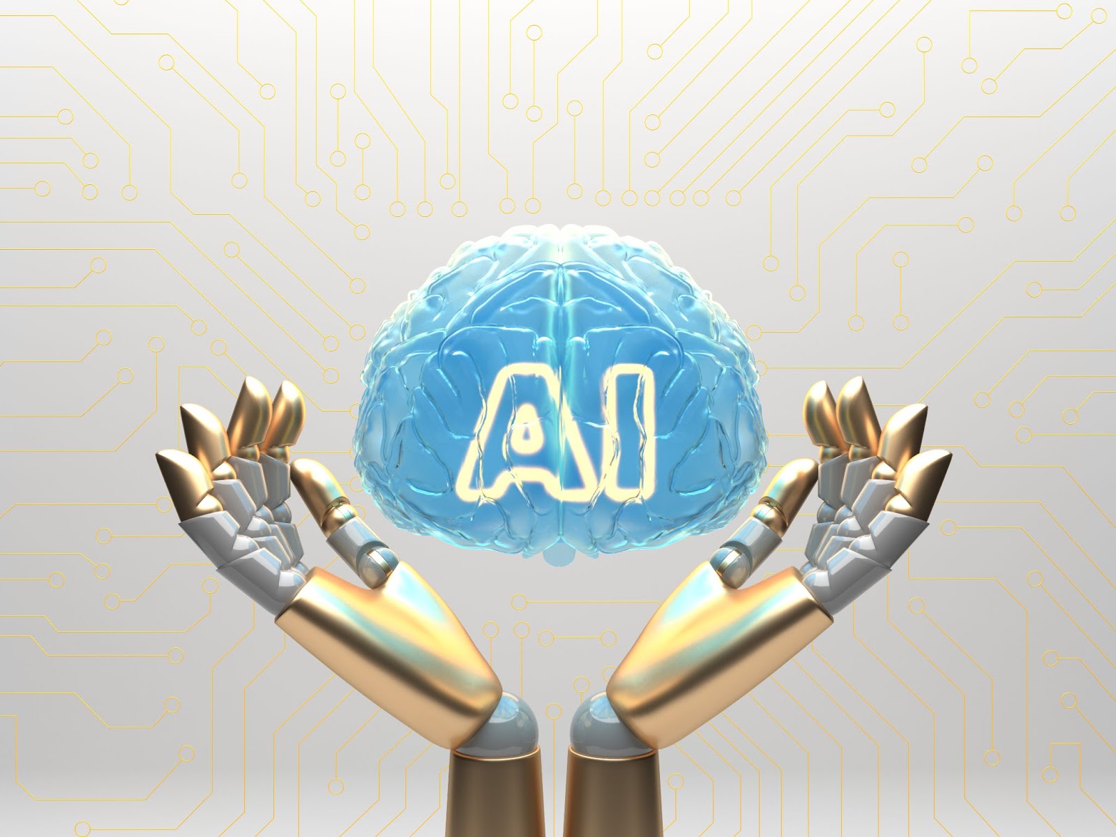Hads holding a brainn model with AI sign