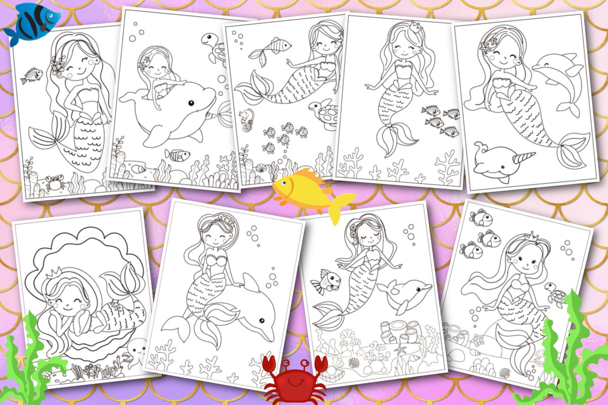 Mermaid Coloring Pages (Free Printable) - Fun Money Mom