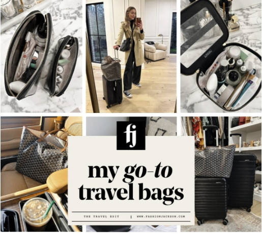  Screenshot of Amy’s favorite go-to travel bags with photos of each product
