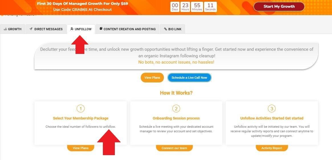 Mass unfollow plans