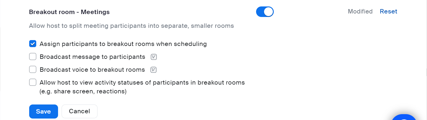 Zoom breakout rooms settings