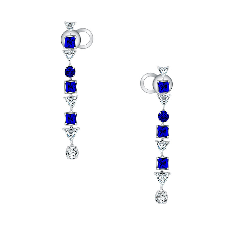 Earrings dengan Berlian dan Precious Stone MONDIAL