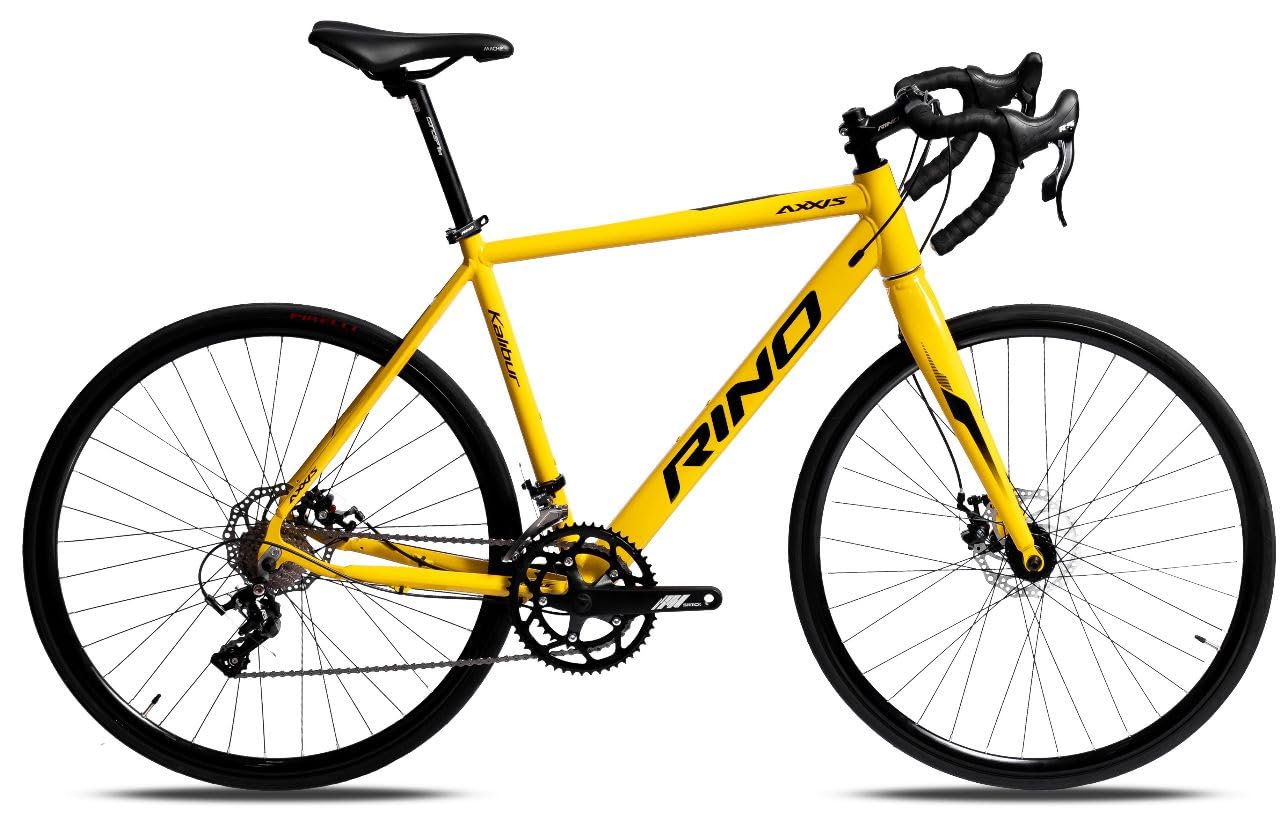Bicicleta Aro 700 Rino KALIBUR Speed Aluminio 2x9 Disco 48 cm Amarelo Gema