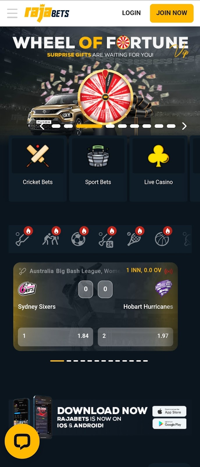 Rajabets app registration