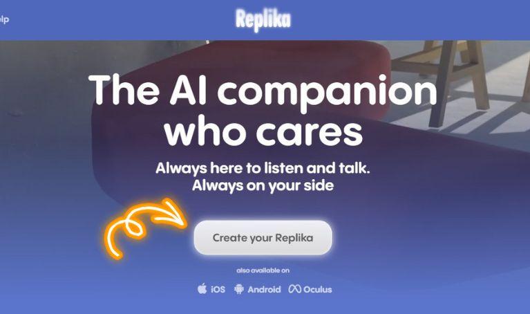 Home Page of Replika