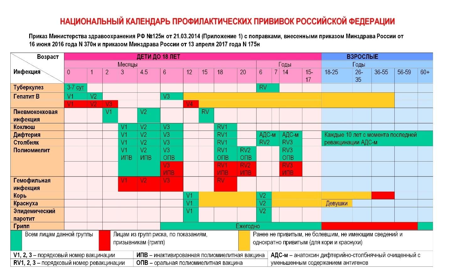 Календарь прививок – календарь прививок для детей в России