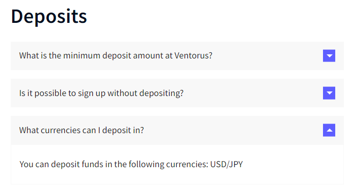 Ventorus Payment Method Currencies