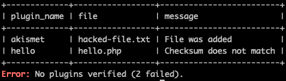 Output in the shell from the previous command, showing added and altered files.