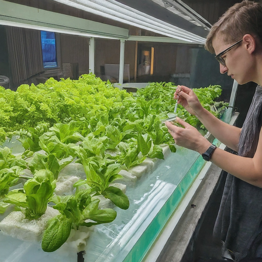 image of a person checking the nutrient levels in a hydroponic system using a test kit.