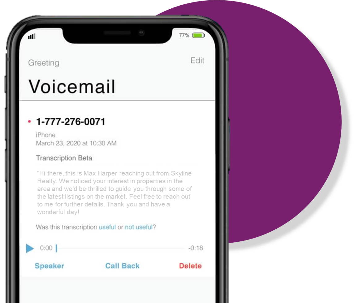 Direct to Voicemail Transcription