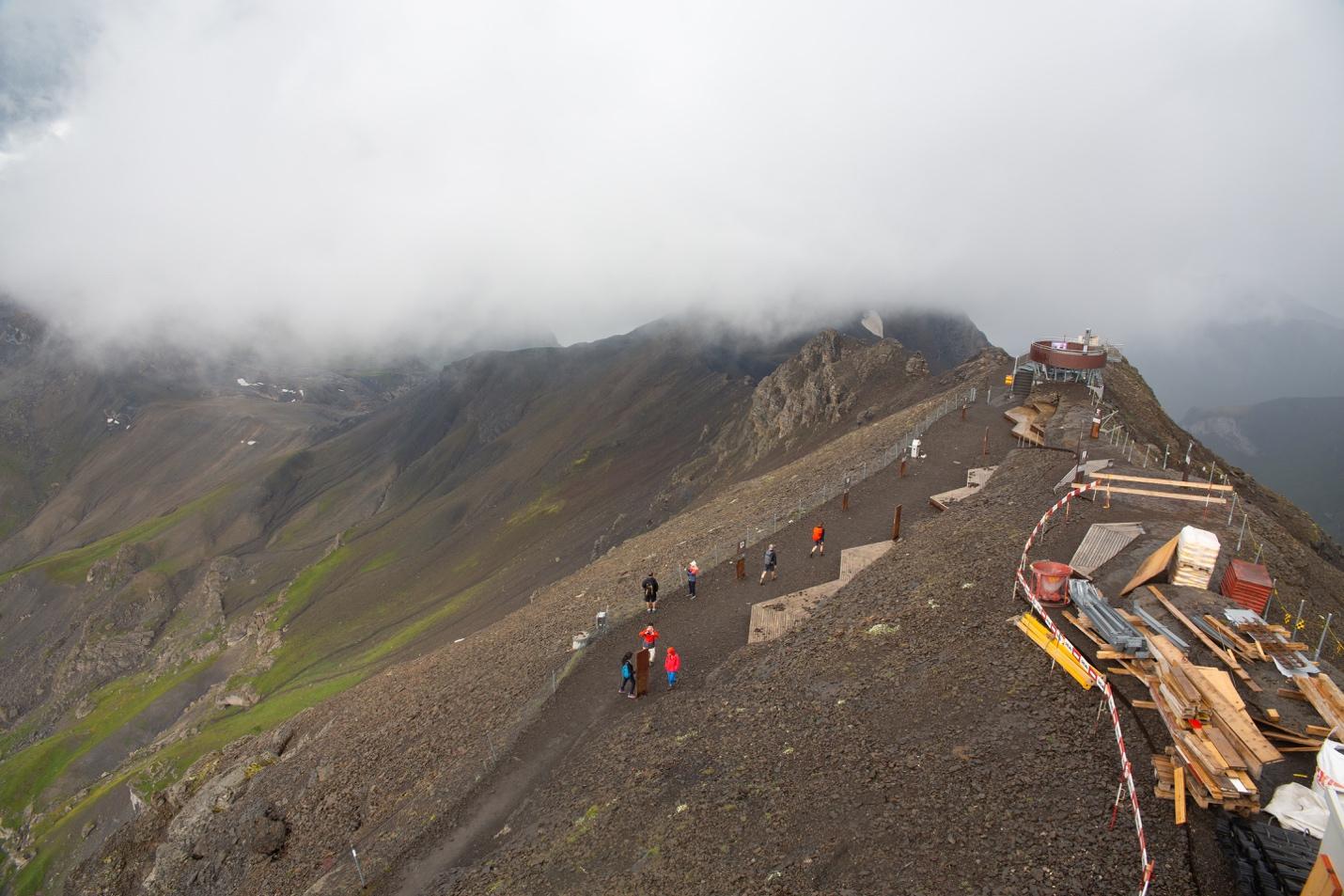 A group of people walking on a mountain

Description automatically generated