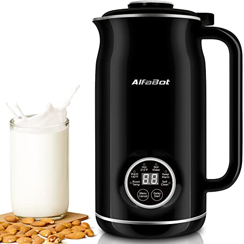 Nut Milk Maker, Automatic Almond Milk Machine for Homemade Plant-Based Milk, Oat, Soy, Dairy Free Beverages, 20 oz Soy Milk Maker with Delay Start/Keep Warm/Self-Cleaning/Boiling, Black