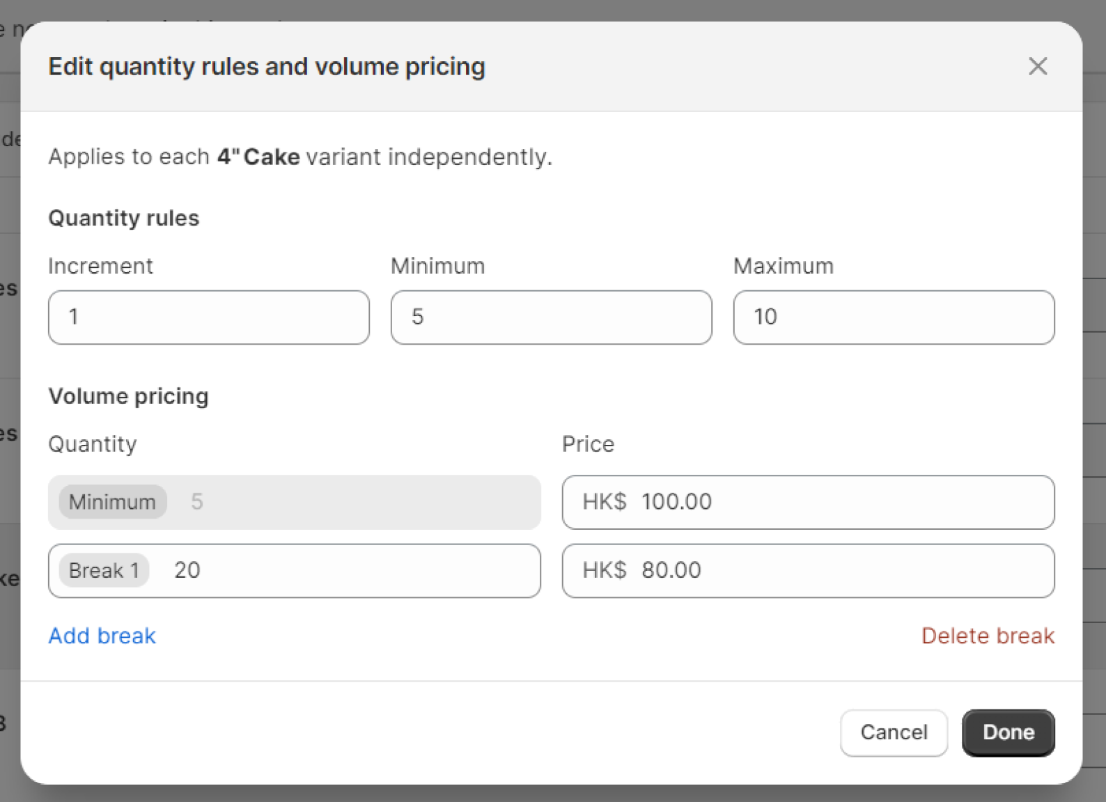 Shopify B2B quantity rules and volume pricing