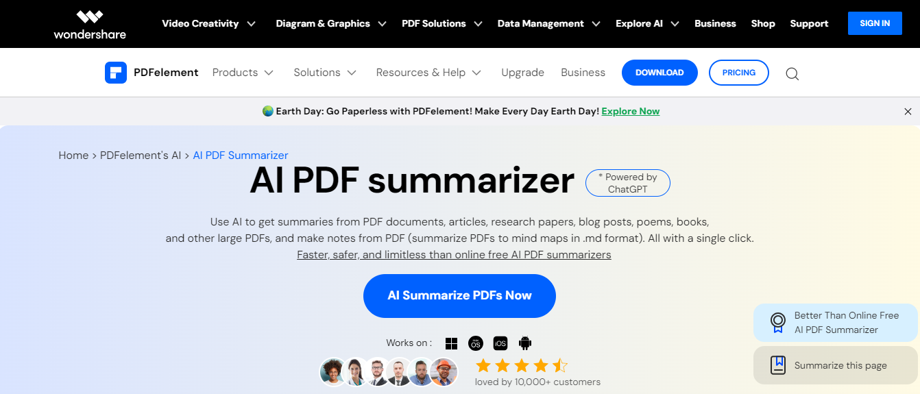 Wondershare AI PDF Summarizer