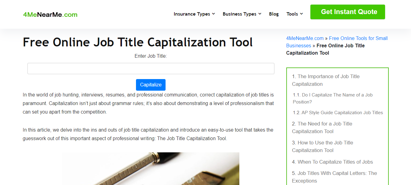 4 Men Near Me's Job Title Capitalization Tool