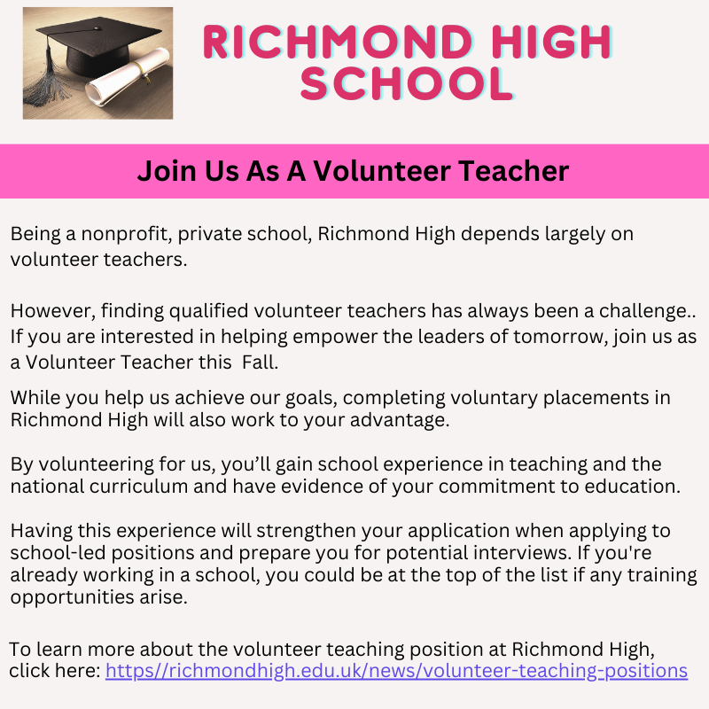 Newsletter looking for a volunteer teacher