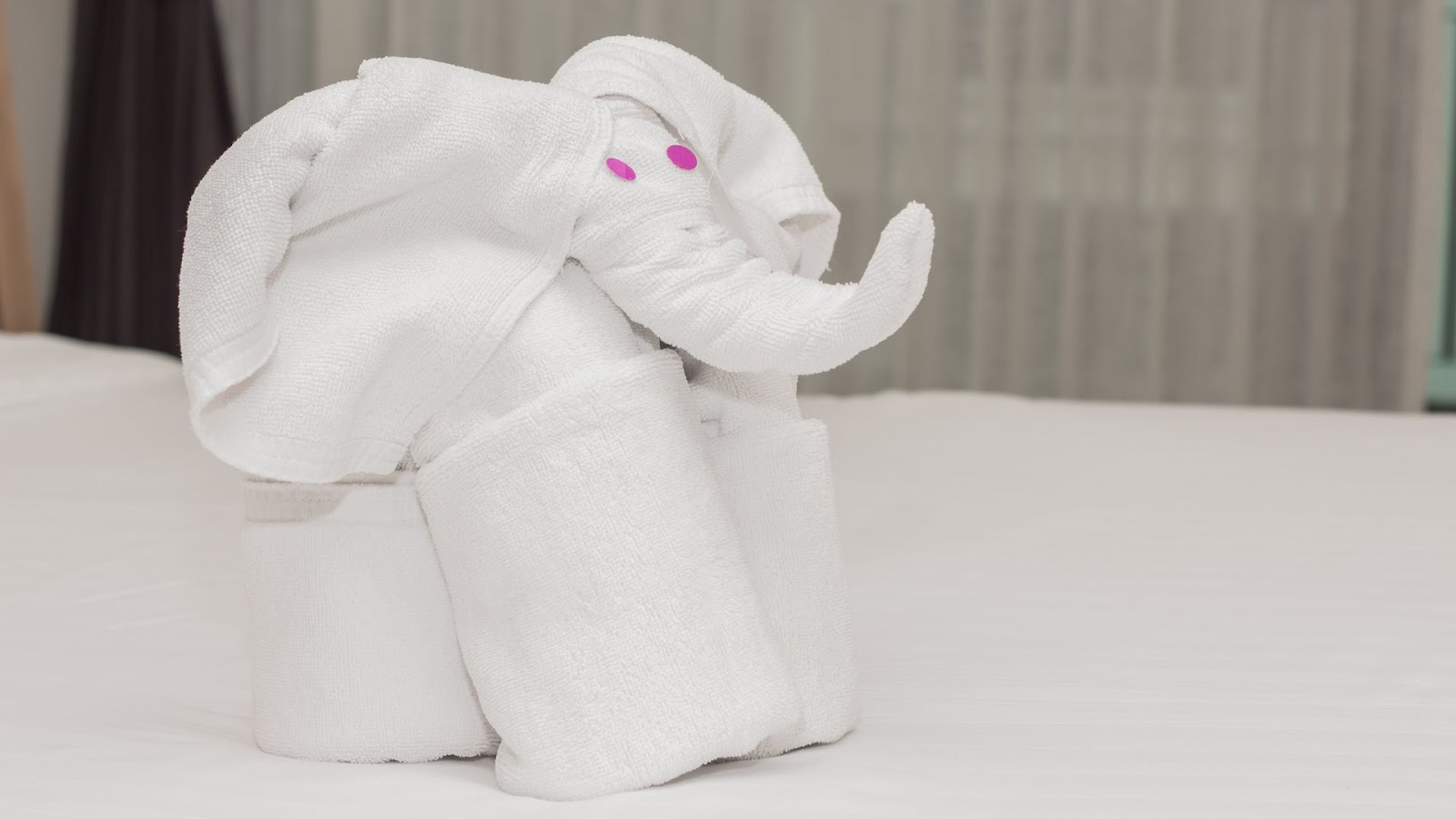 elephant shaped folded animal towel for a vacation rental
