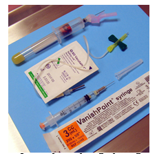 Text Box: Safety-engineered medical needles (sharps with ESIP). Source: Berkeley Lab EHS. 