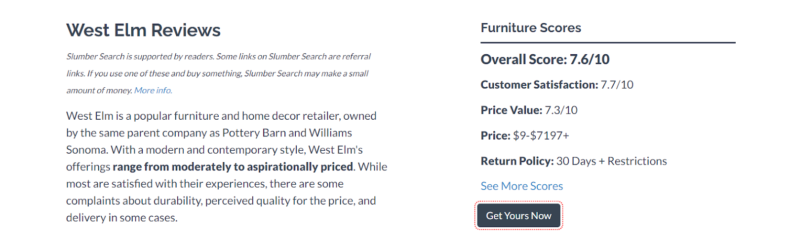 reviews of west elm products