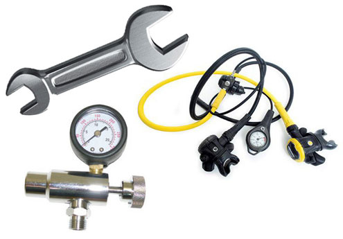 tools of a scuba kit