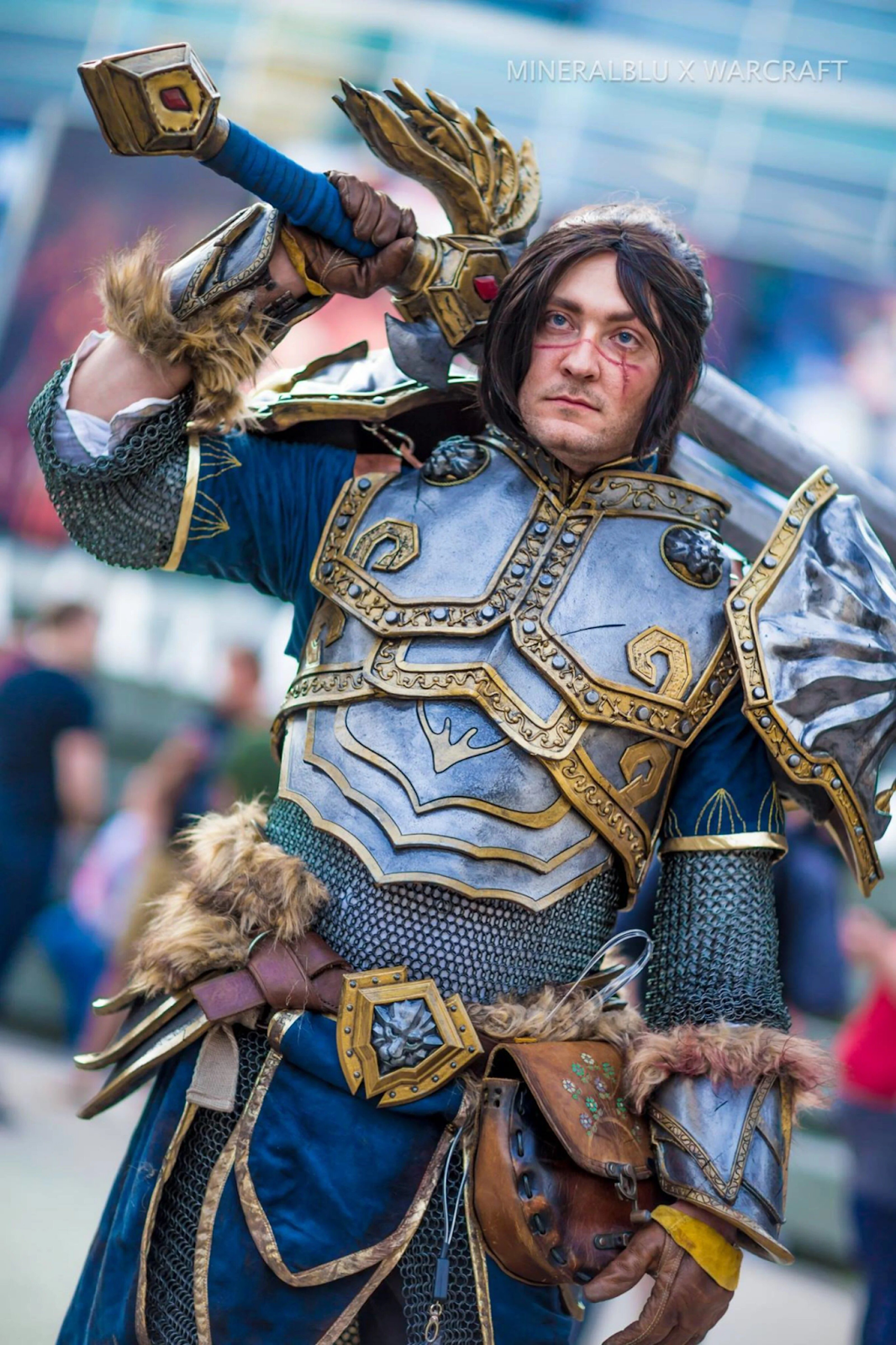 Cosplayer Sheperdofmen in WoW armor.