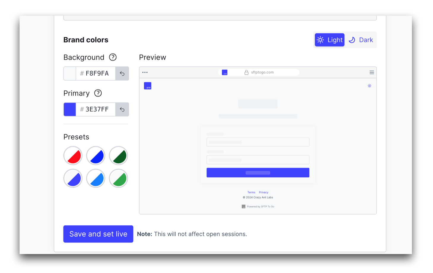 SFTP To Go Branding Options