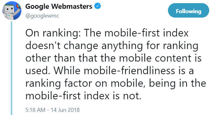 Mobile-first indexing Myth