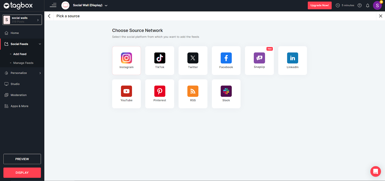 source networks for create social wall