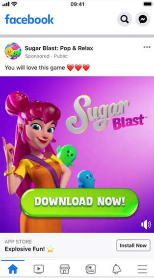 Sugar Blast ad on Facebook