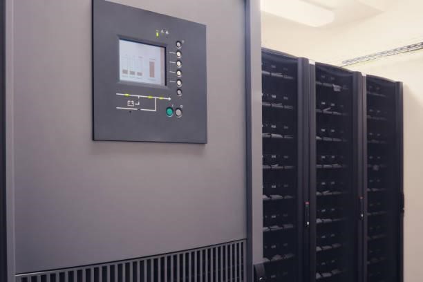In the server room, the UPS battery is connected to an emergency power supply system In the server room, the UPS battery is connected to an emergency power supply system security module stock pictures, royalty-free photos & images