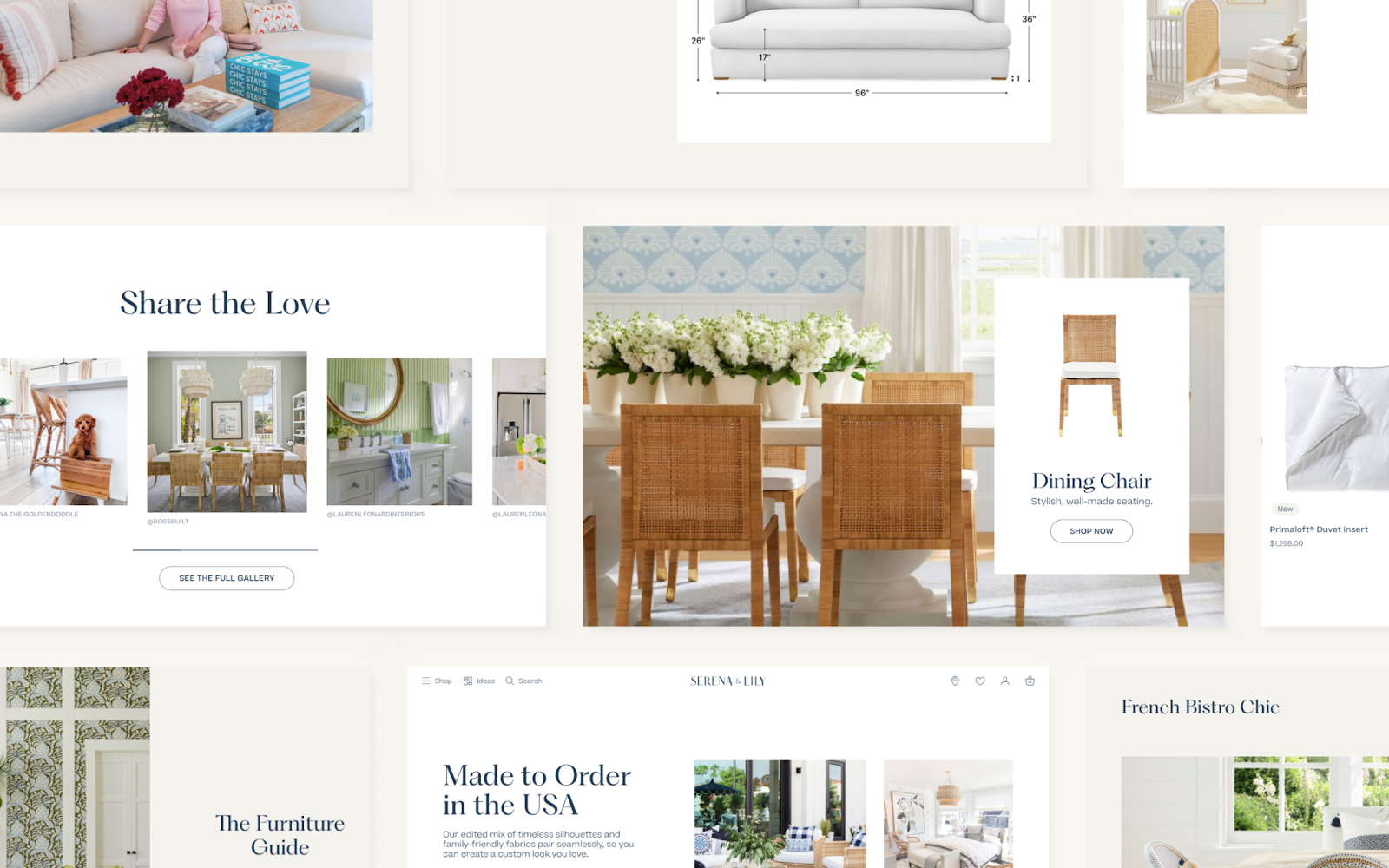 Web design and UX image showcasing the work done by Clay Global for Serena & Lily