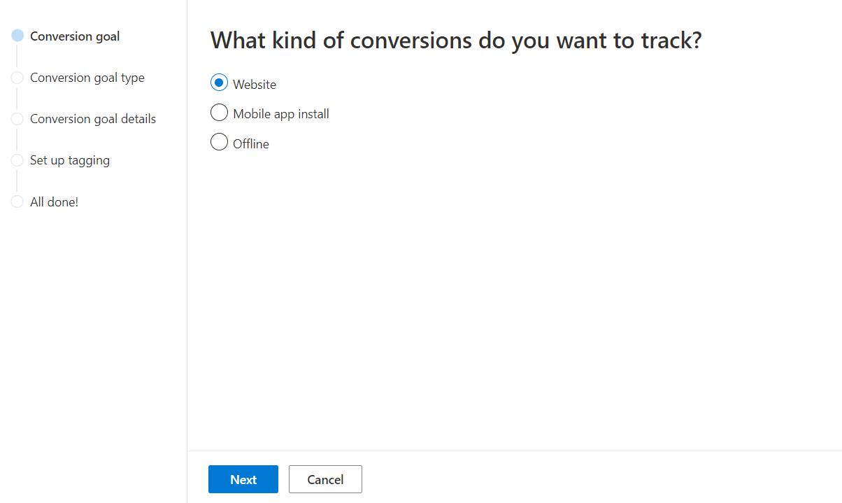 Set Up Microsoft Ads Conversion goals 2