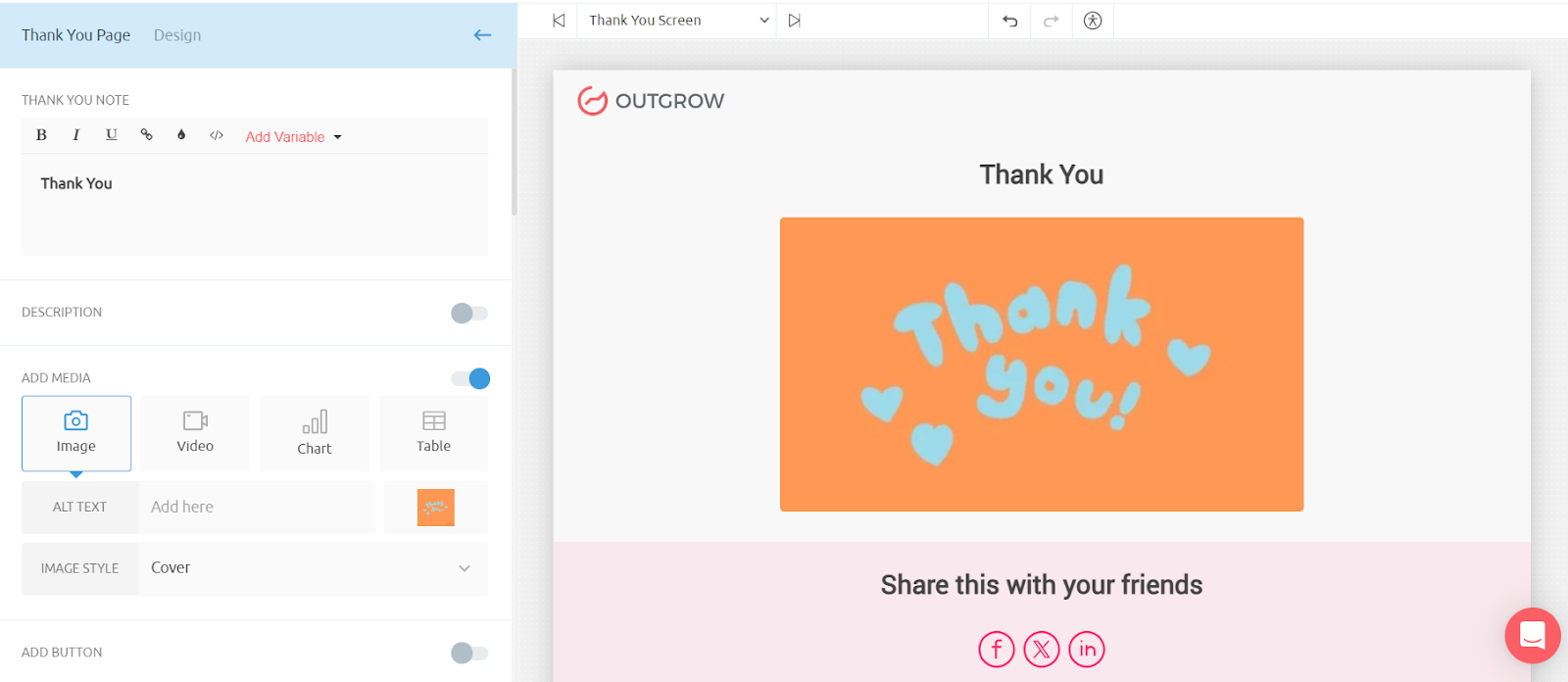 Outgrow's thankyou/result page