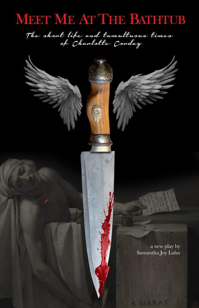 A knife with wings and blood on it

Description automatically generated