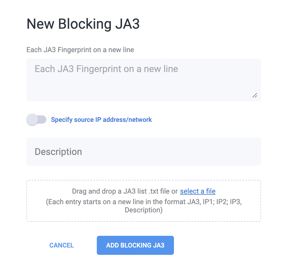 Adding JA3 fingerprints for blocking
