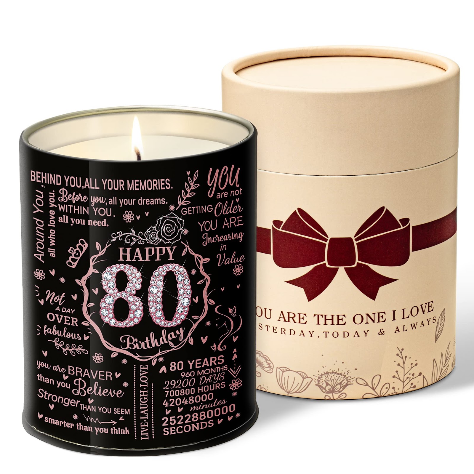 KERAOO Happy 80th Birthday Gifts for Women Scented Candles