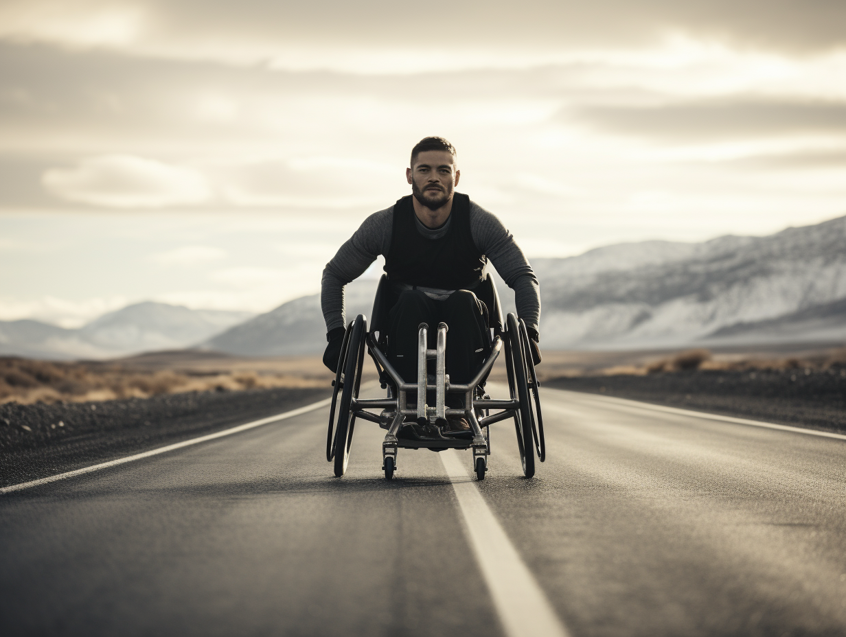 Wheelchair on highway