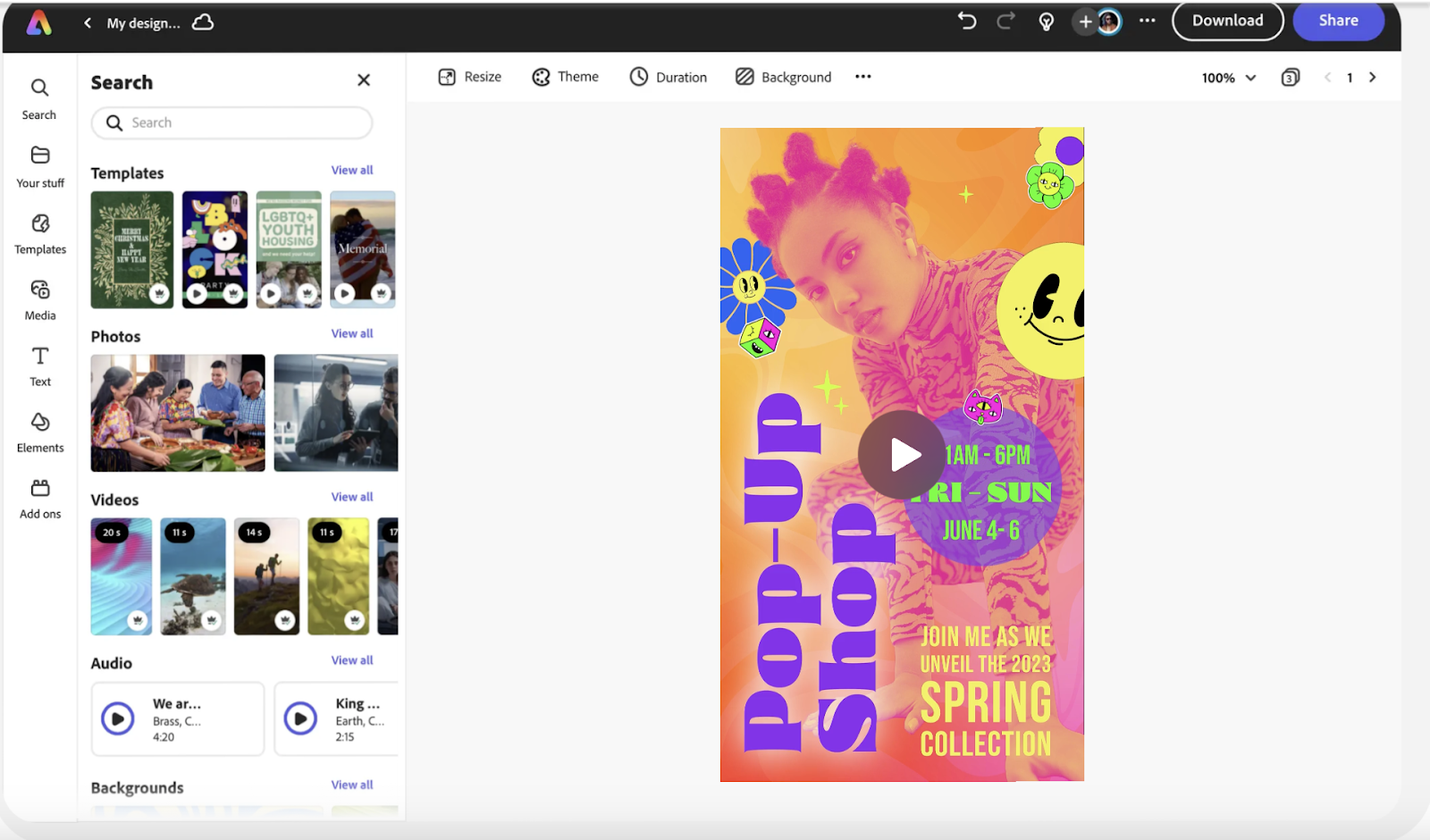 adobe express design platform screenshot