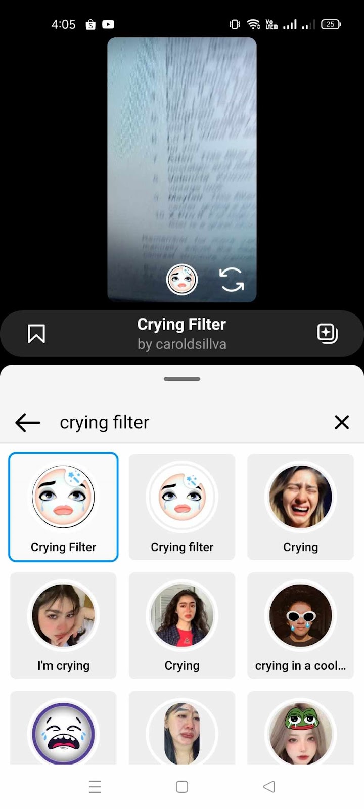 Instagram Crying Filter - Choose Crying Filter