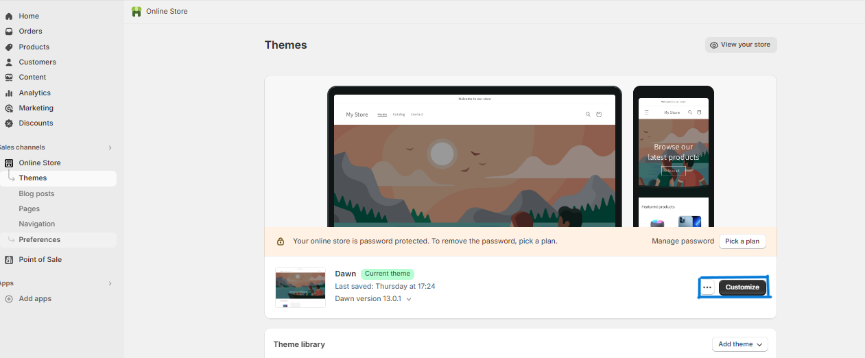 To embed a YouTube video in Shopify, locate Customization