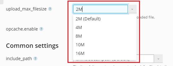 upload max filesize 1